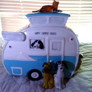 Happy camper ..Cookie jar for you or your pet